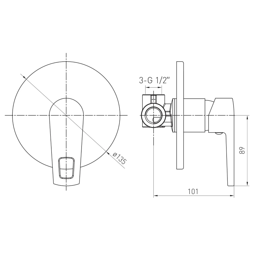 SOLAR змішувач прихованого монтажу, 1-F, cromo - 2