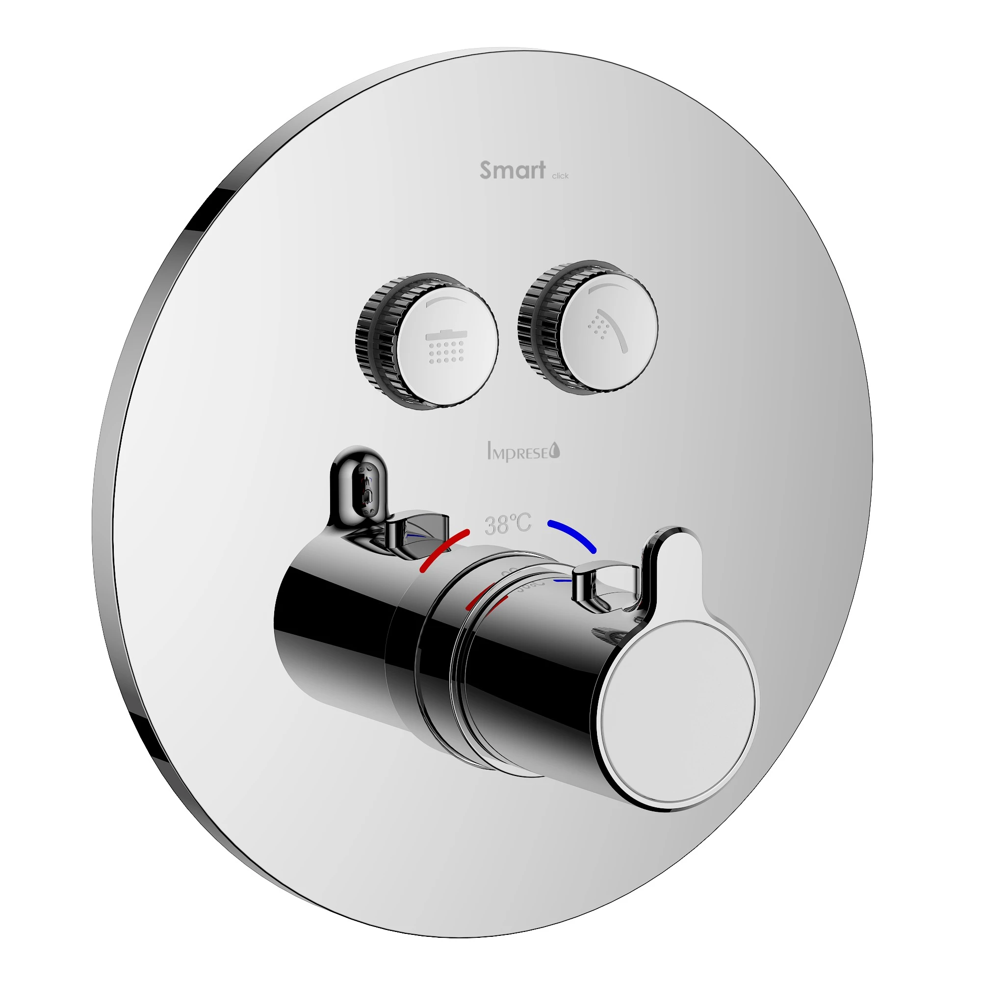 SMART CLICK змішувач прихованого монтажу (термостат 2-F, R, кнопки з регулюванням потоку), хром