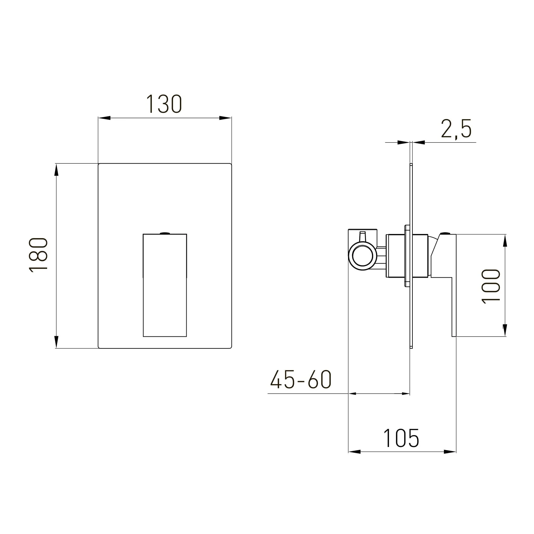PARDO змішувач прихованого монтажу, 1-F, cromo - 2