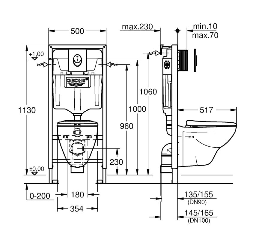 самSolido Perfect Набір 4 в 1 с підвісним унітазом	GROHE	Solido Perfect Набор 4 в 1 - инсталляция 38 - 2