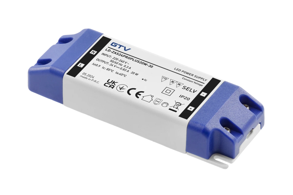 Блок живлення LED PRO+ 24V, 20W, input 220-240VAC, IP20, розм.120x42x20 mm