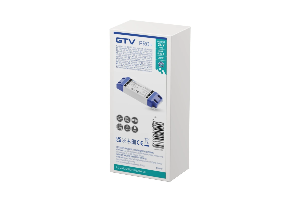 Блок живлення LED PRO+ 24V, 20W, input 220-240VAC, IP20, розм.120x42x20 mm - 2