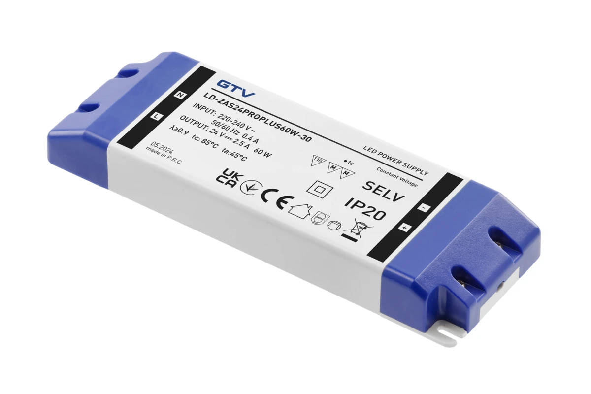 Блок живлення LED PRO+ 24V, 60W, input 220-240VAC, IP20, розм.185x65x22 mm