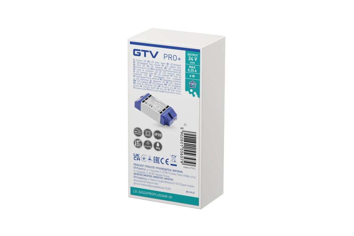 Блок живлення LED PRO+ 24V, 6W, input 220-240VAC, IP20, розм.90x40x24 mm - 2