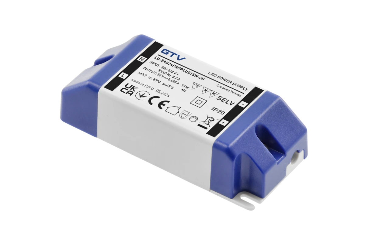 Блок живлення LED PRO+ 24V, 15W, input 220-240VAC, IP20, розм.90x40x24 mm