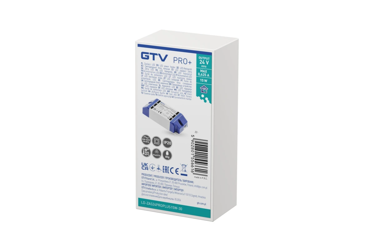 Блок живлення LED PRO+ 24V, 15W, input 220-240VAC, IP20, розм.90x40x24 mm - 2
