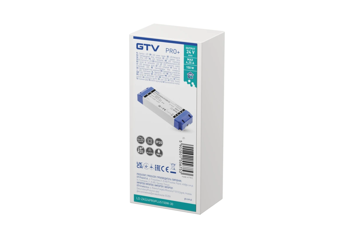 Блок живлення LED PRO+ 24V, 150W, input 220-240VAC, IP20, розм.205x71x35 mm - 2