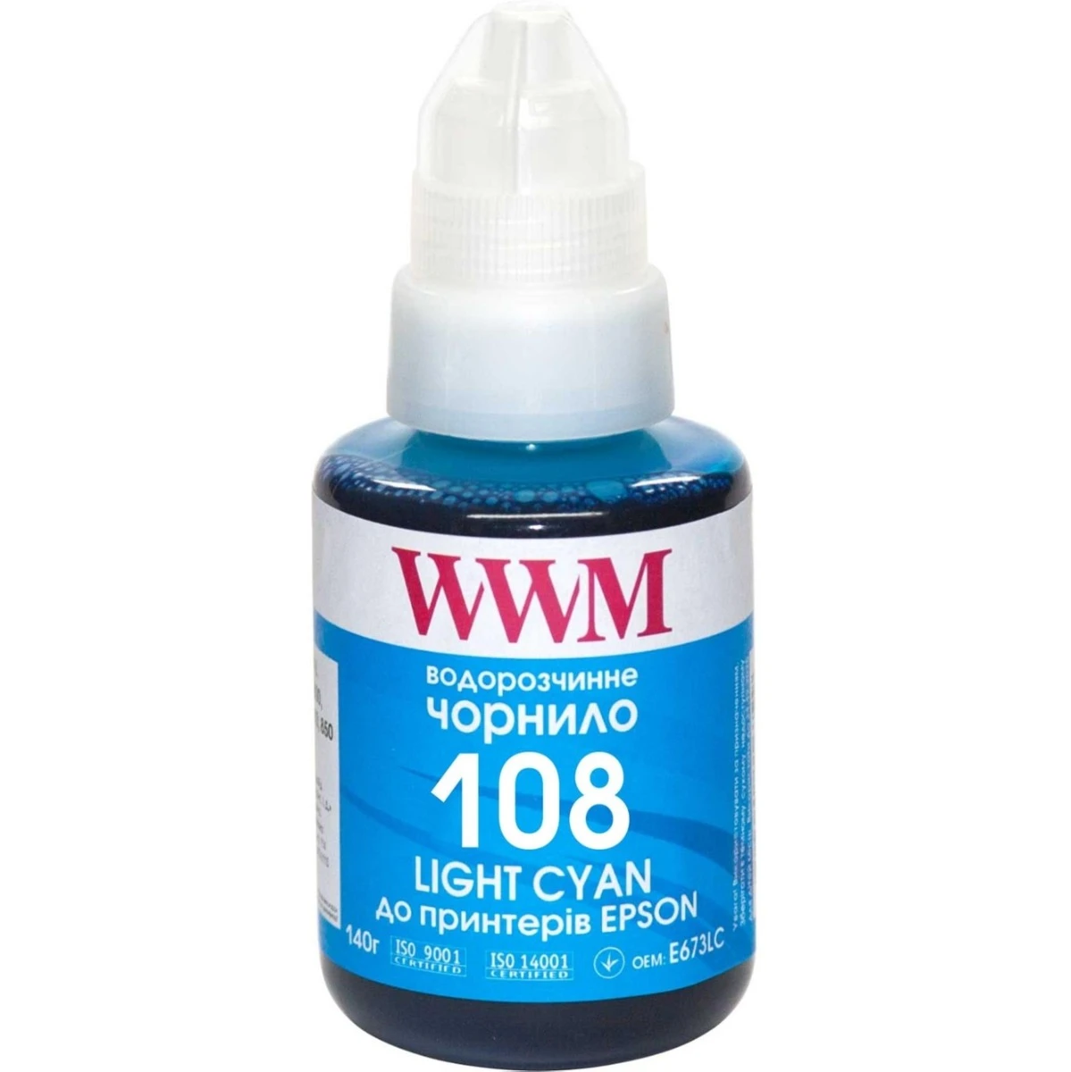 Чорнило WWM 108 для Epson L8050/L18050 140г Light Cyan (E108LC)