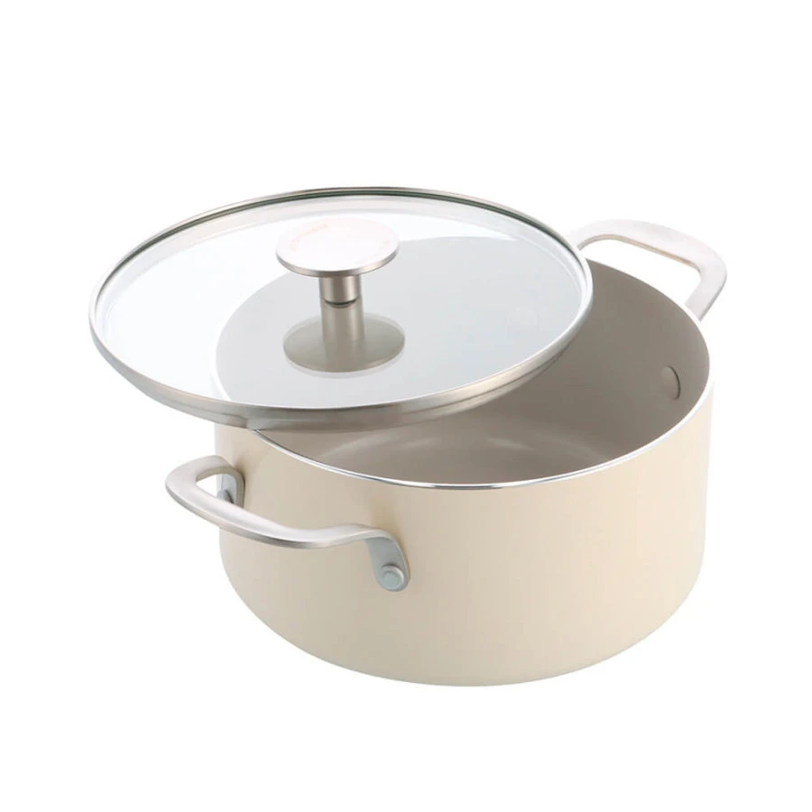 Каструля з кришкою KitchenAid АС, 20 см, 3,11 л, з керам покриттям, кремовий (CC010376-001)