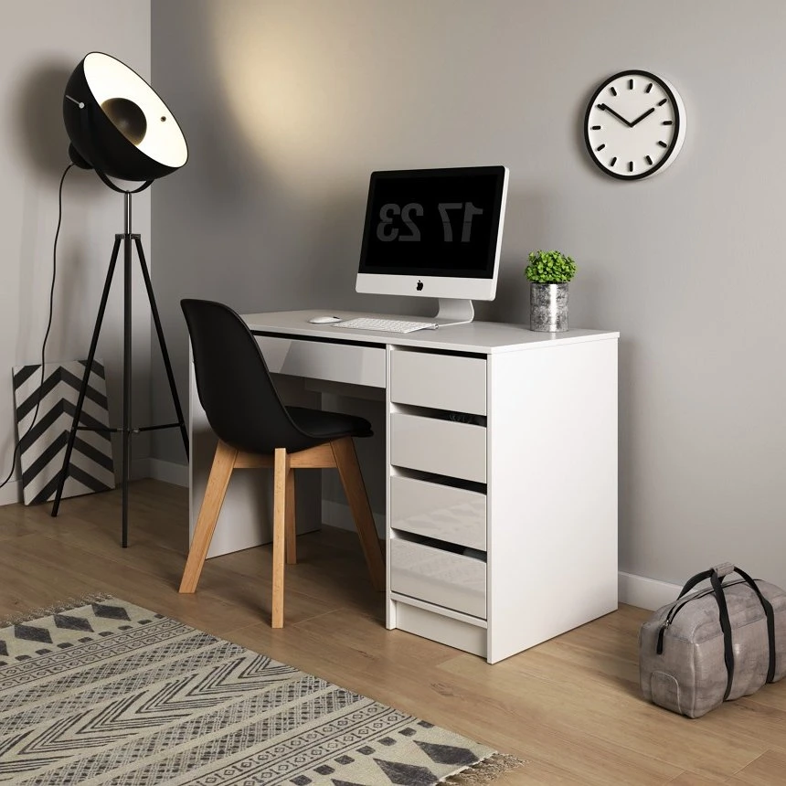 Стіл туалетний письмовий Perfect Home Ада / Ada 5S/120 з 5 шухядами Білий глянець (PFH-091306) - 2