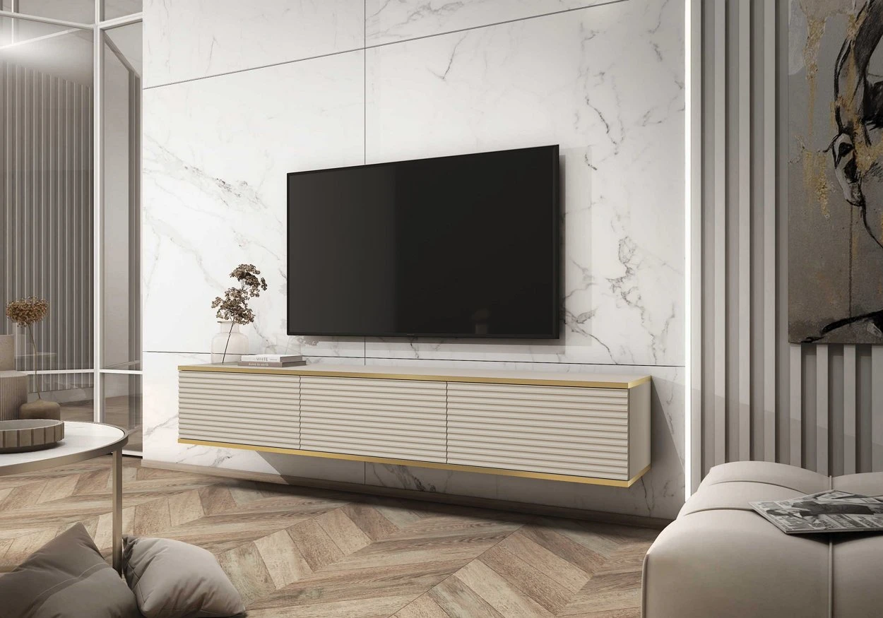 Тумба під телевізор навісна Perfect Home Оро / Oro 3-дверна RTV175 MDF Бежевий (PFH-091366)