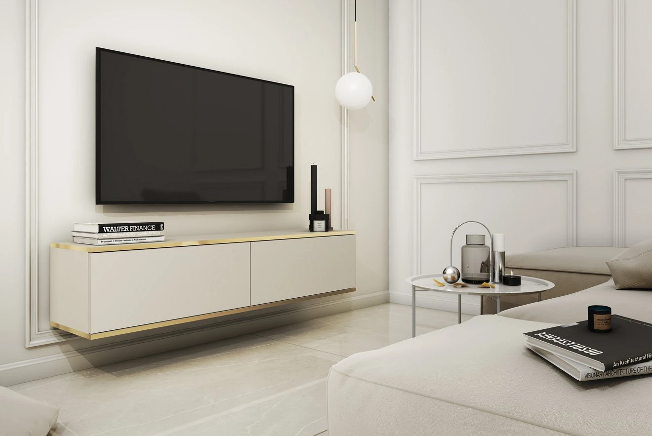 Тумба під телевізор навісна Perfect Home Оро / Oro 2-дверна RTV135 Бежевий (PFH-091351)