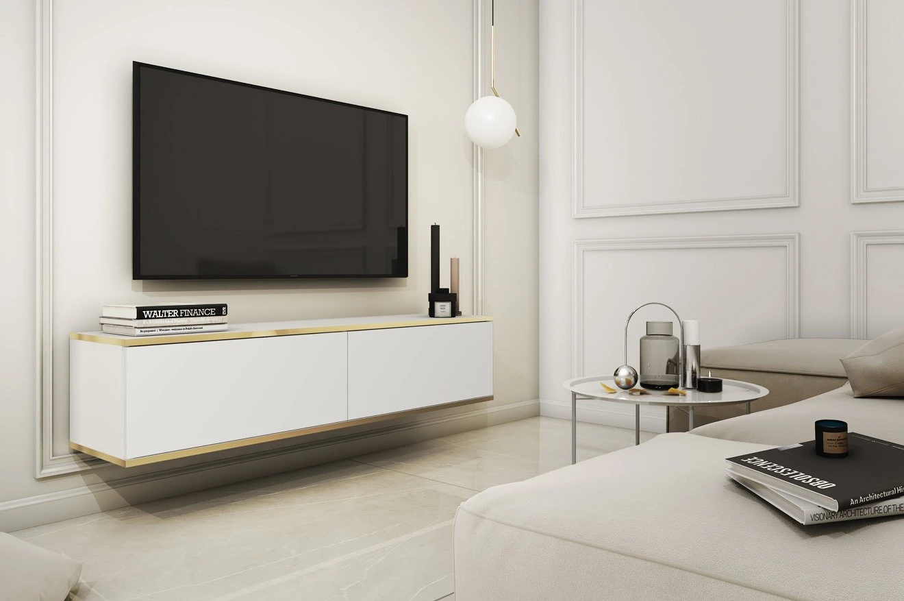 Тумба під телевізор навісна Perfect Home Оро / Oro 2-дверна RTV135 Білий (PFH-091349)