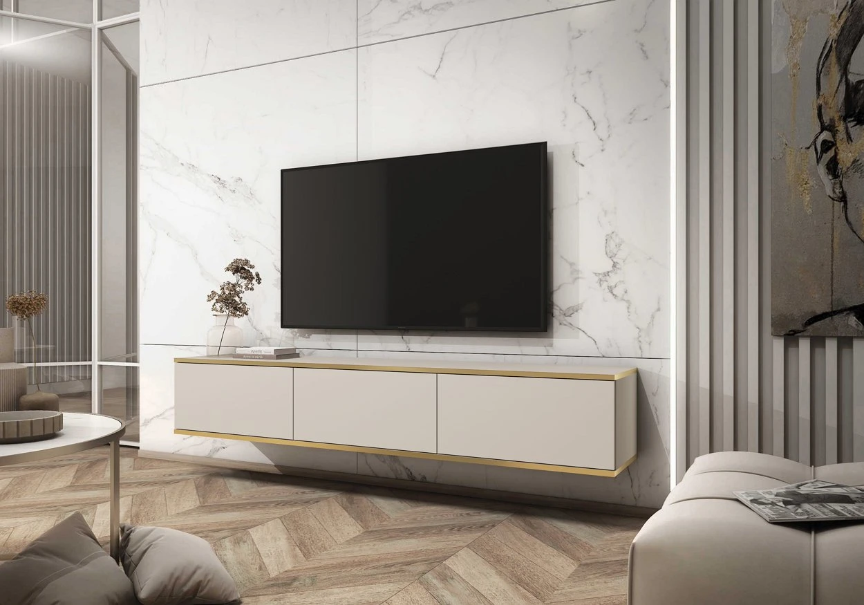 Тумба під телевізор навісна Perfect Home Оро / Oro 3-дверна RTV175 Бежевий (PFH-091361)
