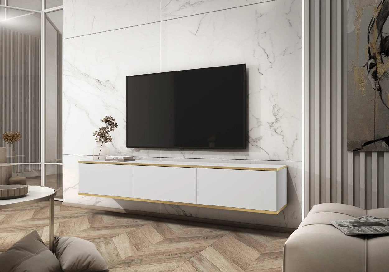 Тумба під телевізор навісна Perfect Home Оро / Oro 3-дверна RTV175 Білий (PFH-091353)