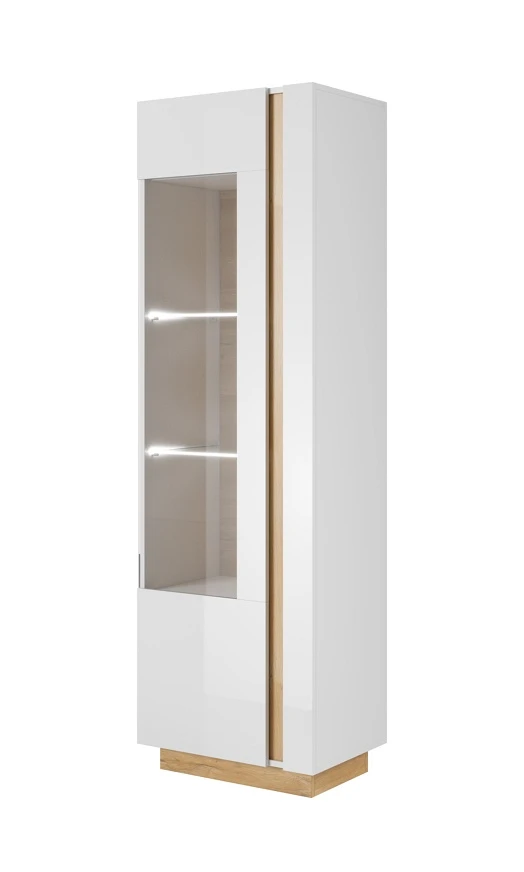 Вітрина висока Perfect Home Арко / Arco 1-дверна 1D1W/60 Білий глянець/дуб грандсон (PFH-091029)