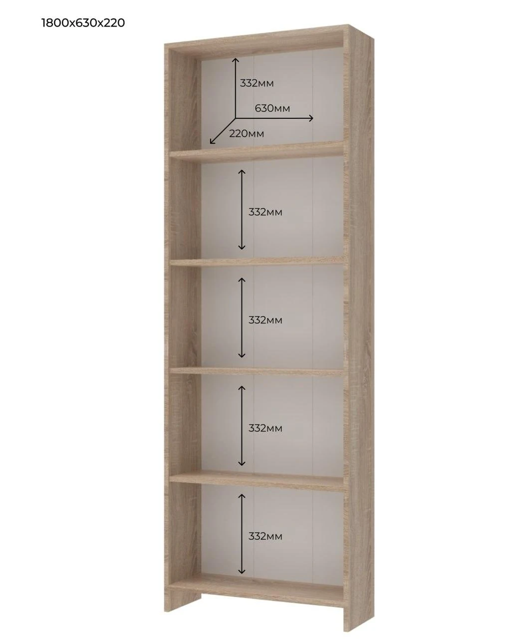 Етажерка Велика Doros Дуб Cонома 61х22х180 (DRS-011555) - 2