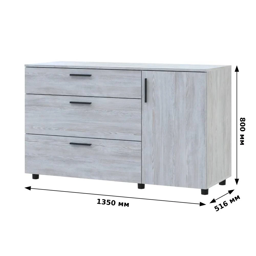 Комод Doros Торн Сосна Натті 3Ш/1Д 135х51.6х80 (DRS-012108) - 2