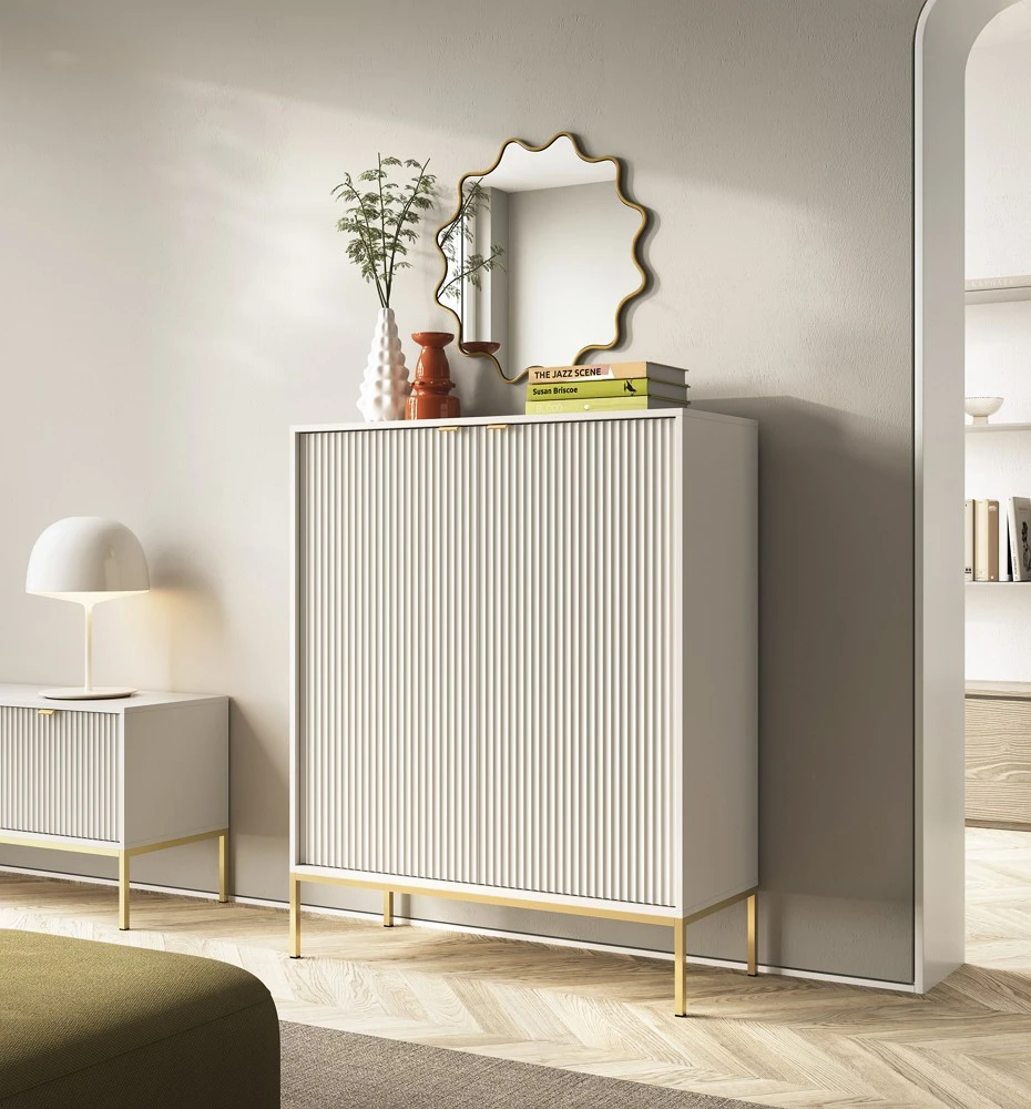 Комод високий Perfect Home Нова / Nova 2-дверний з золотими ніжками K104 Кашемір (PFH-091237)