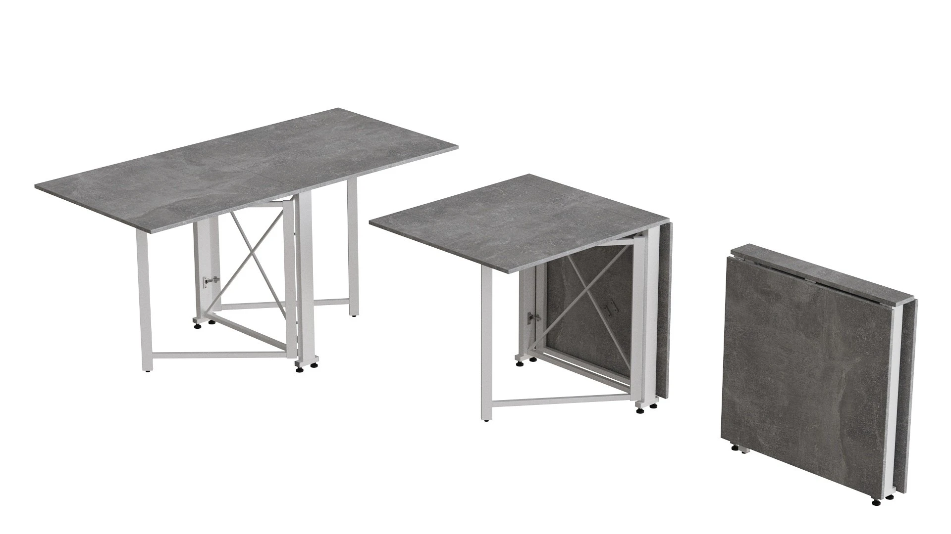 Стіл-книга трансформер Оріон 2 Ferrum-decor 750x1520x730 Білий метал ДСП Бетон 16 мм (FRD-104596) - 2