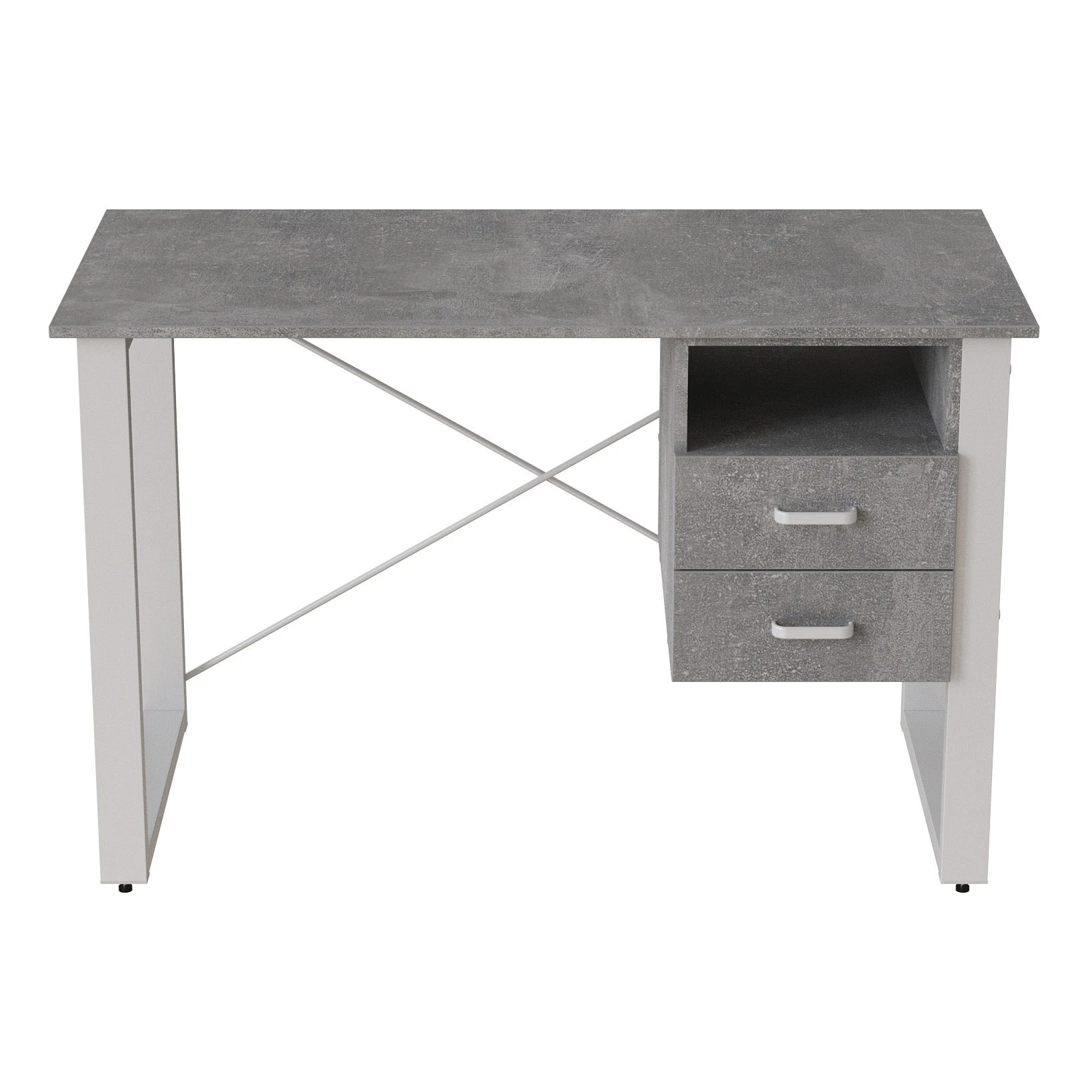 Письмовий стіл із ящиками Ferrum-decor Оскар 750x1400x600 метал Білий ДСП Бетон 16 мм (FRD-103247)