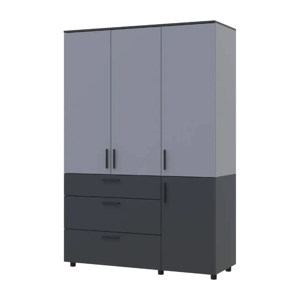 Шафа для одягу Doros Торн Антрацит/Сірий 3 ДСП/3Ш (полиці) 135х51.6х200 (DRS-012036) - 2