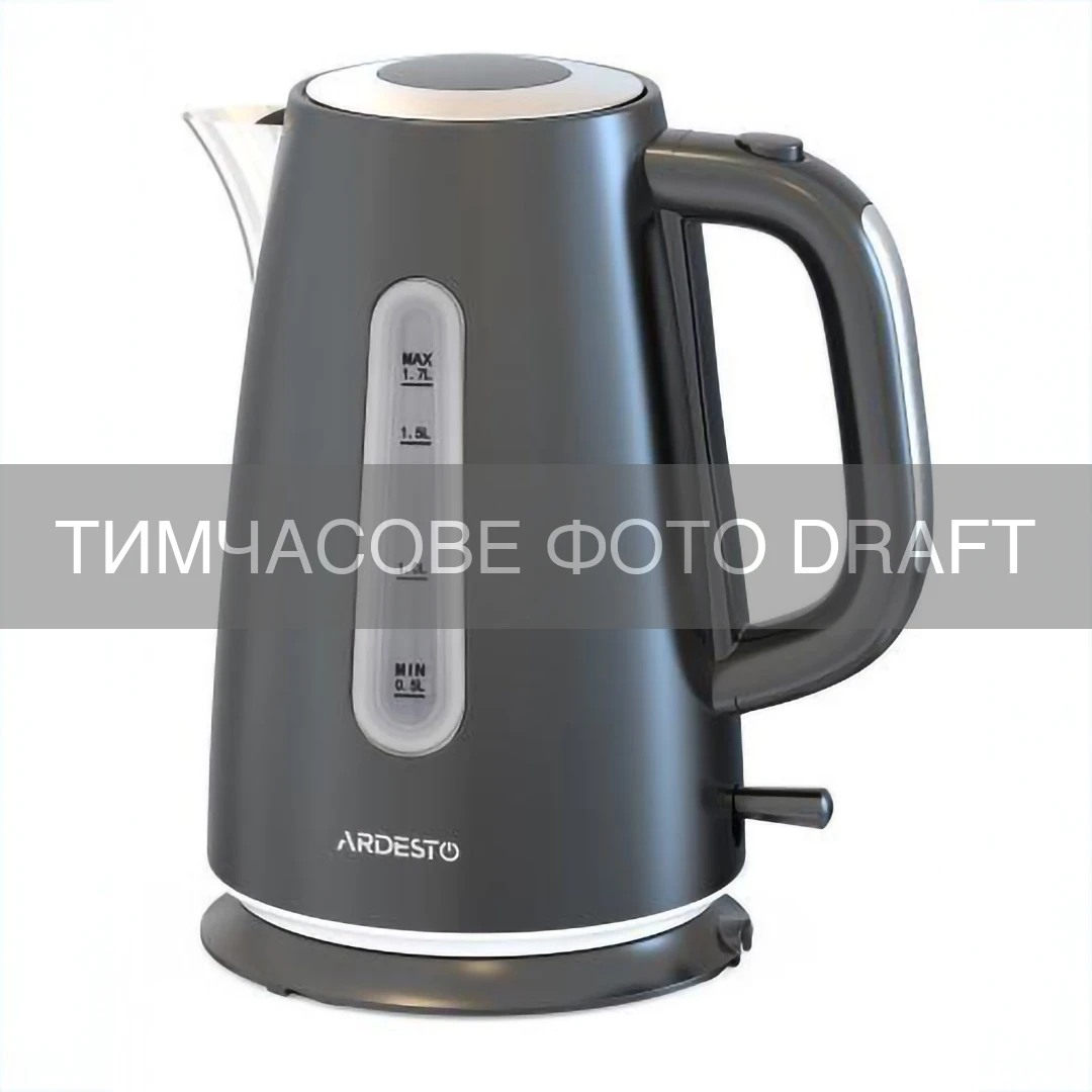 Електрочайник ARDESTO 1.7л, Strix, метал, підсвітка, матовий, чорний