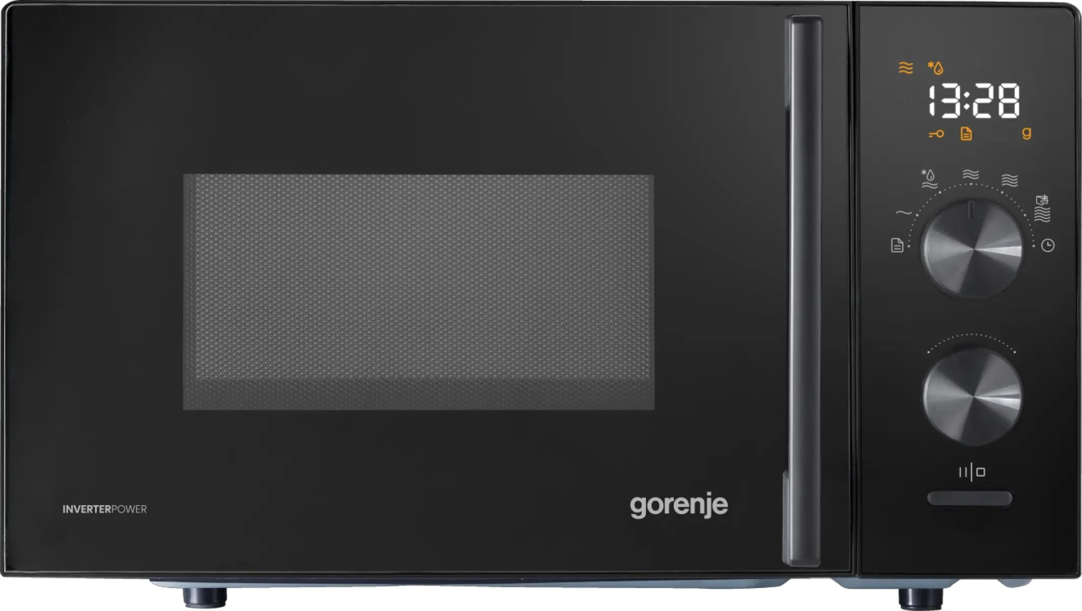 Мікрохвильова піч Gorenje, 20л, електр. керув., 800Вт, дисплей, 20 програм, інвертор, чорний