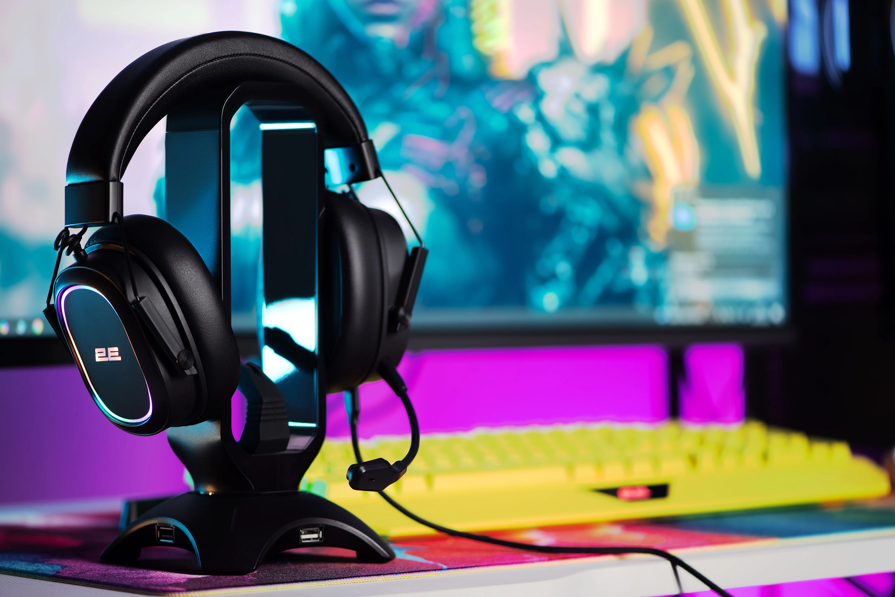 Гарнітура ігрова 2E GAMING HG320 V2, 7.1, USB-A, RGB, 2м, чорний - 2