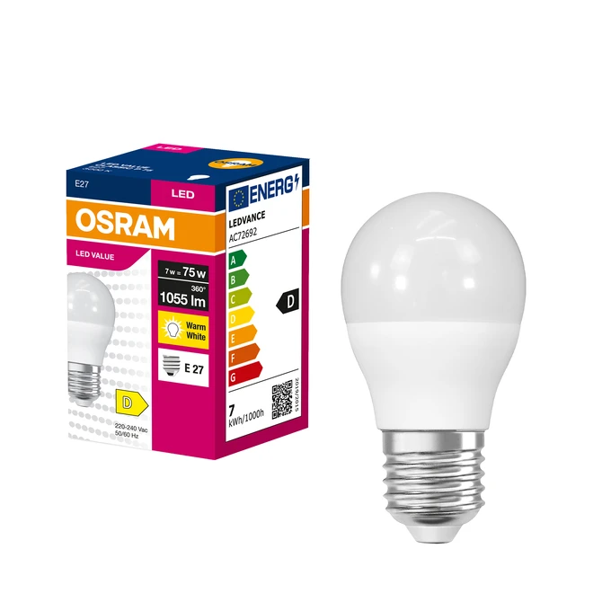 Лампа OSRAM LED VALUE CLASSIC P E27 7Вт 3000K 1055Лм