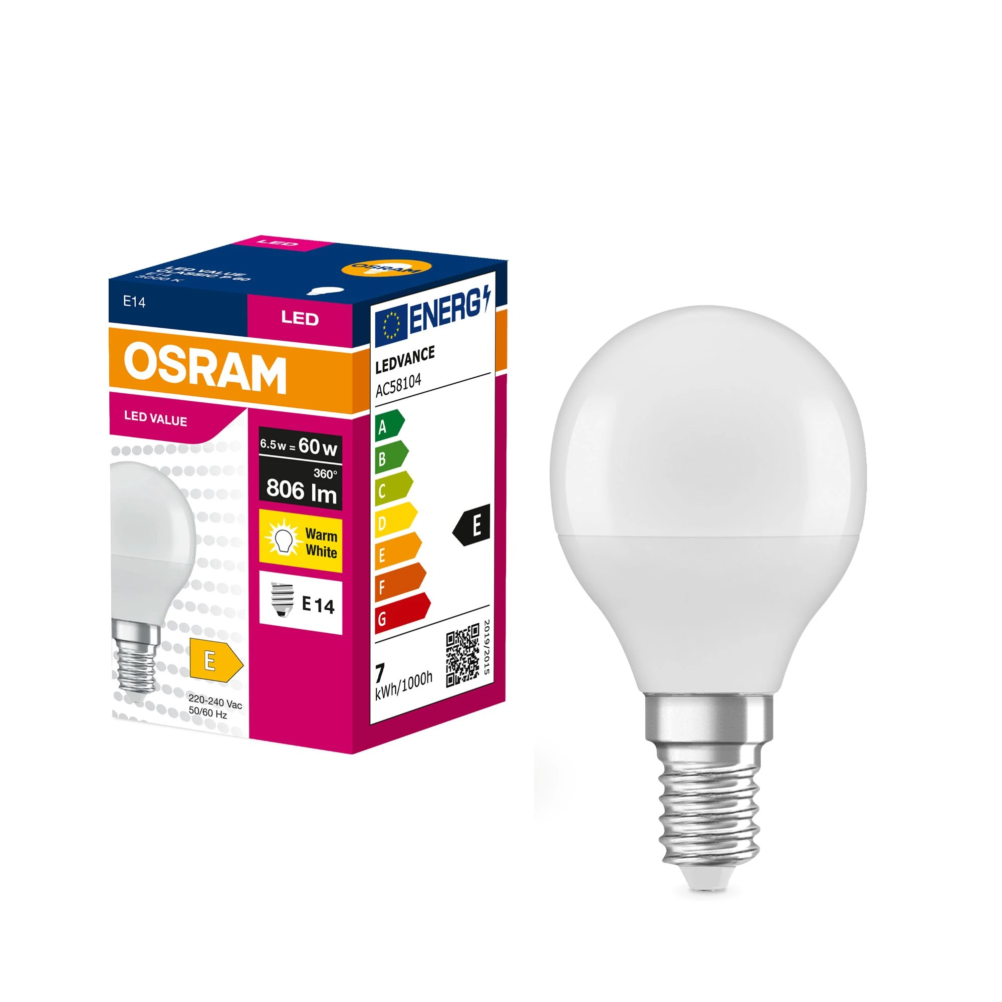 Лампа OSRAM LED E27 6.5Вт 3000K 806Лм P60 - 2