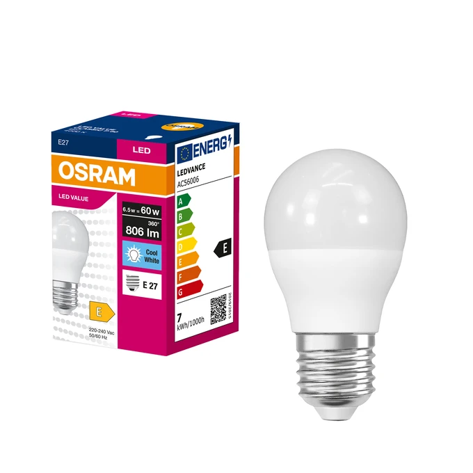 Лампа OSRAM LED VALUE CLASSIC P E27 6.5Вт 4000K 806Лм