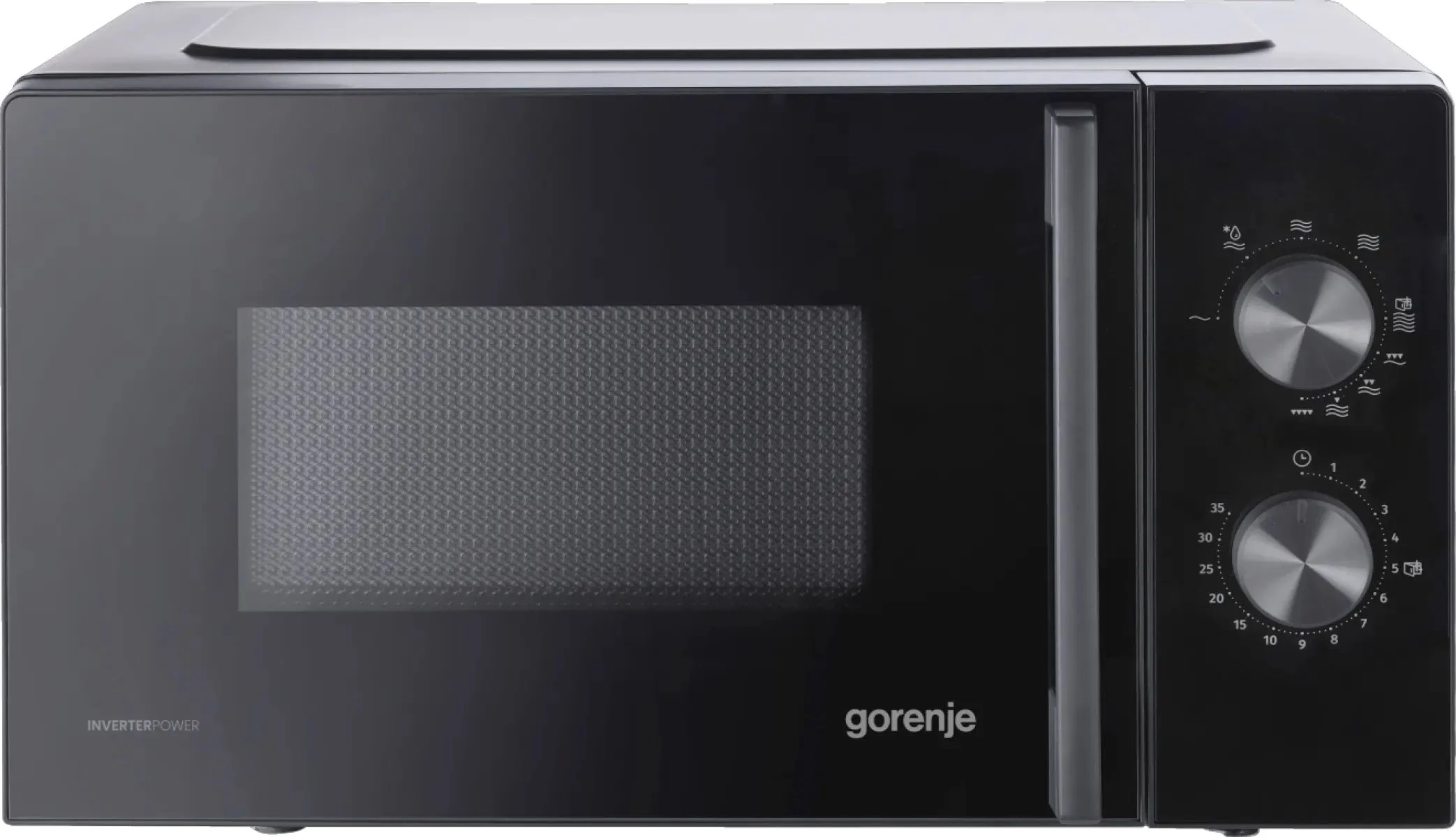 Мікрохвильова піч Gorenje, 20л, мех. керув., 700Вт, гриль, інвертор, чорний