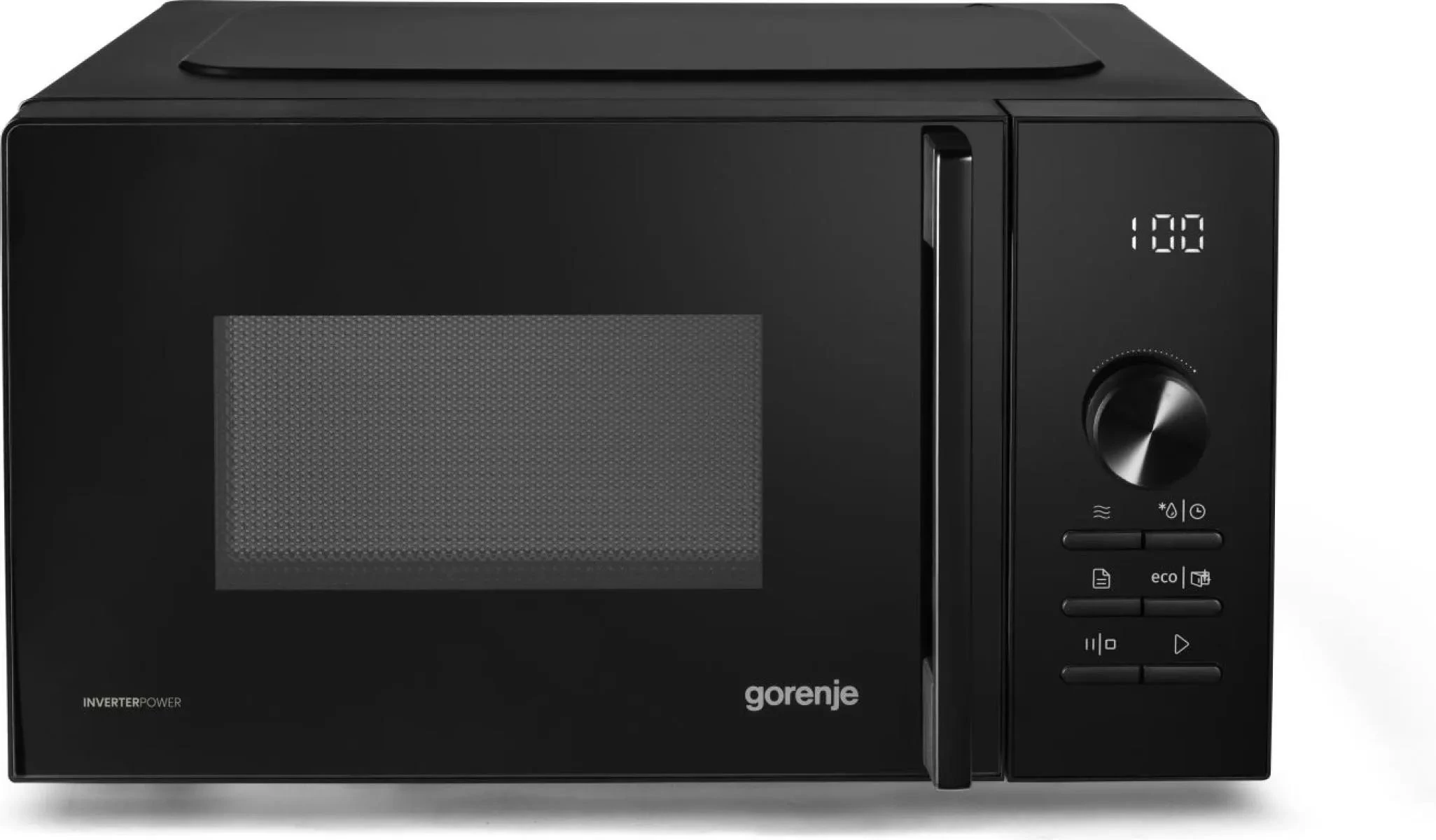 Мікрохвильова піч Gorenje, 20л, електр. керув., 800Вт, гриль, дисплей, 20 програм, інвертор, чорний