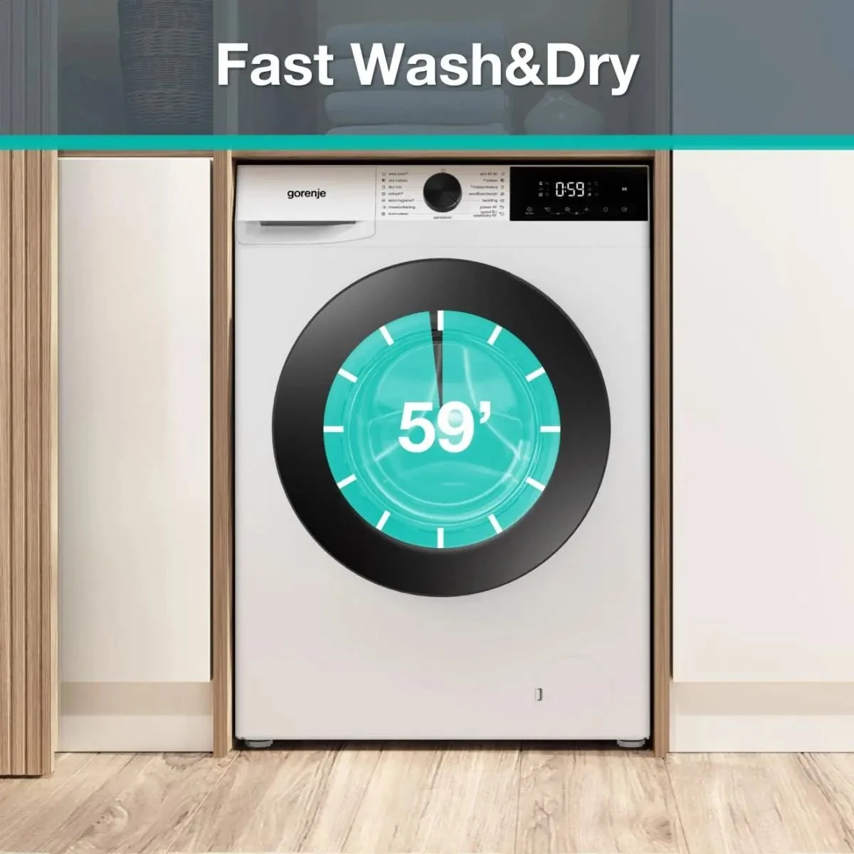 Прально-сушильна машина Gorenje фронтальна, 9(6)кг, 1400, A+, 47см, дисплей, інвертор, білий - 2
