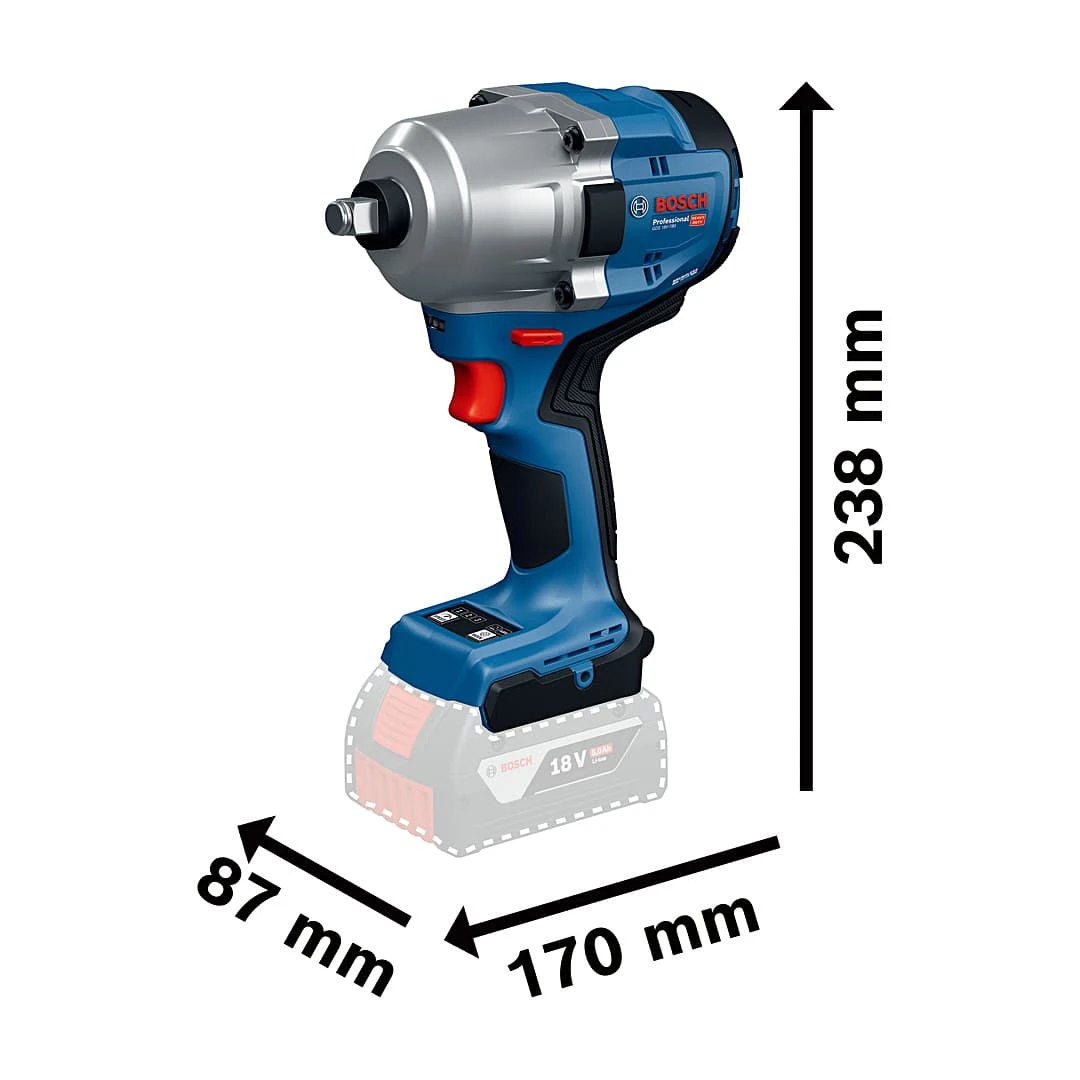 Гайковерт ударний акумуляторний Bosch Professional GDS 18V-780 18В 0-780Нм 0-2000об/хв 0-2400уд/хв M - 2