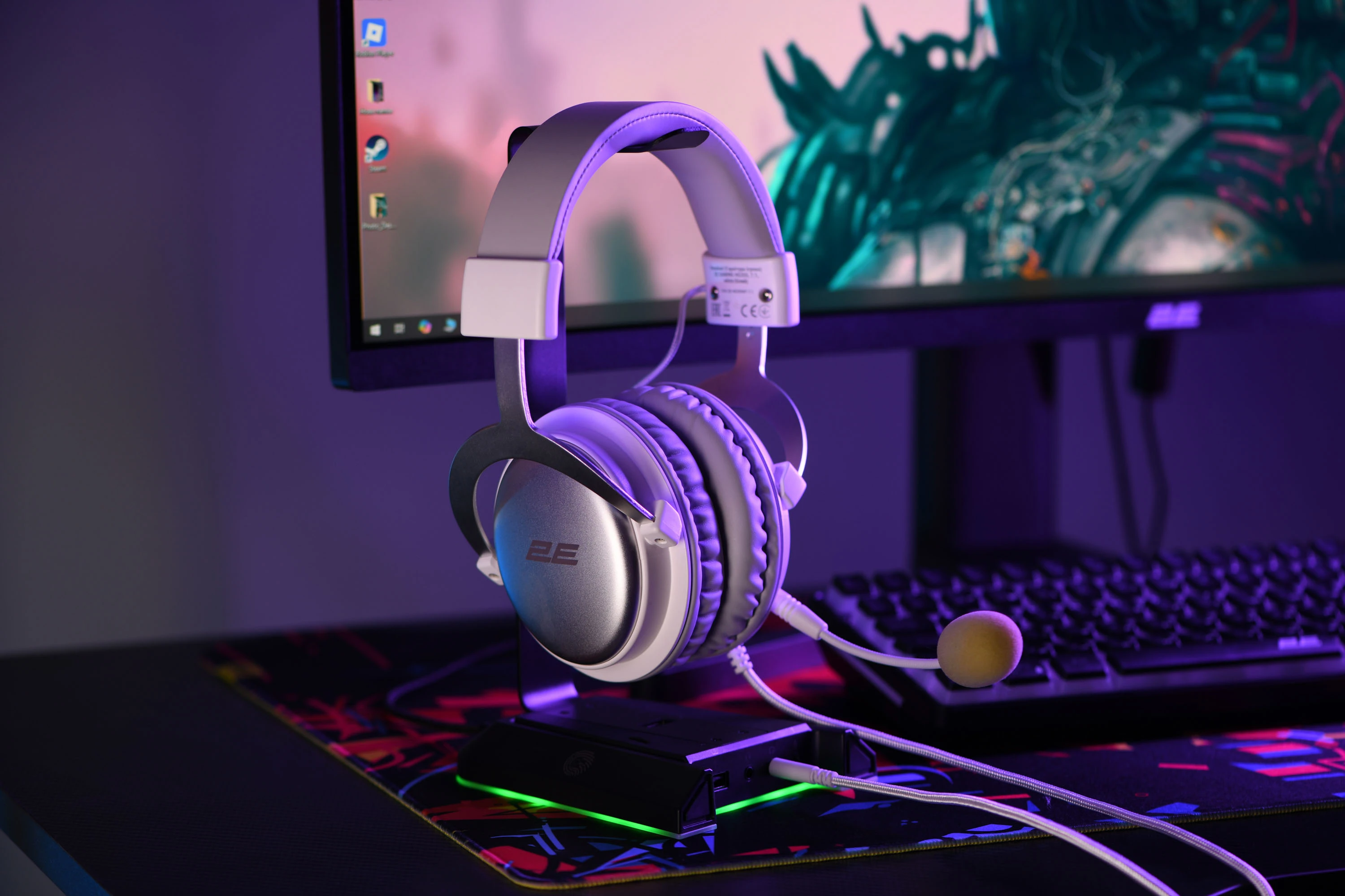 Гарнітура ігрова 2E GAMING HG355, 7.1, mini-jack/dual 3.5мм/USB-A, 1.5/1.5/0.2м, білий - 2