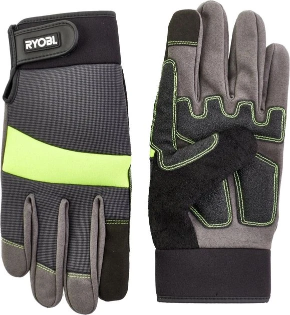 Рукавички робочі Ryobi RAC811L, захист від порізів, вологозахист, р.L, сіро-жовтий