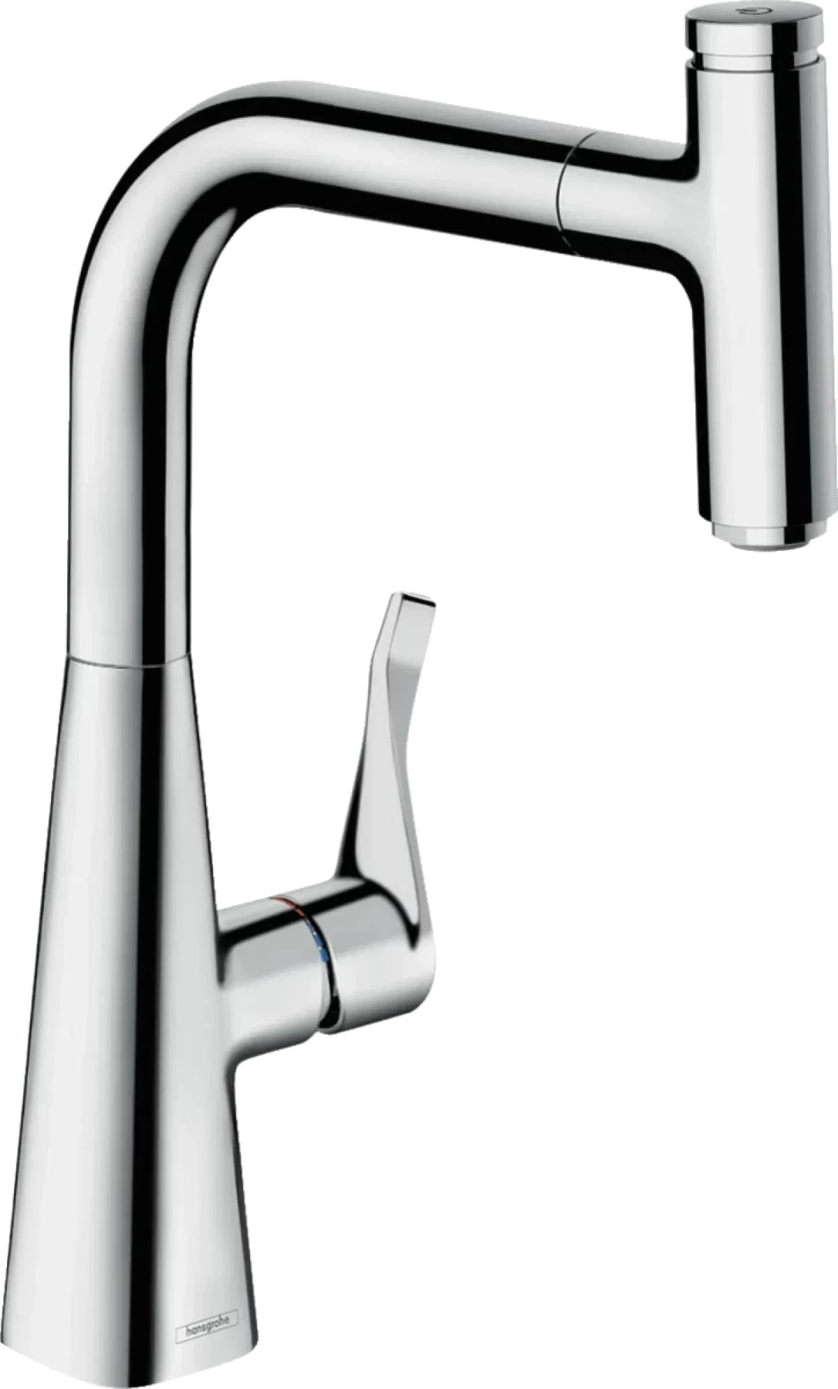 Змішувач для кухні Hansgrohe Metris Select, довж.виливу - 222мм, поворотний, витяжний, важіль + кноп