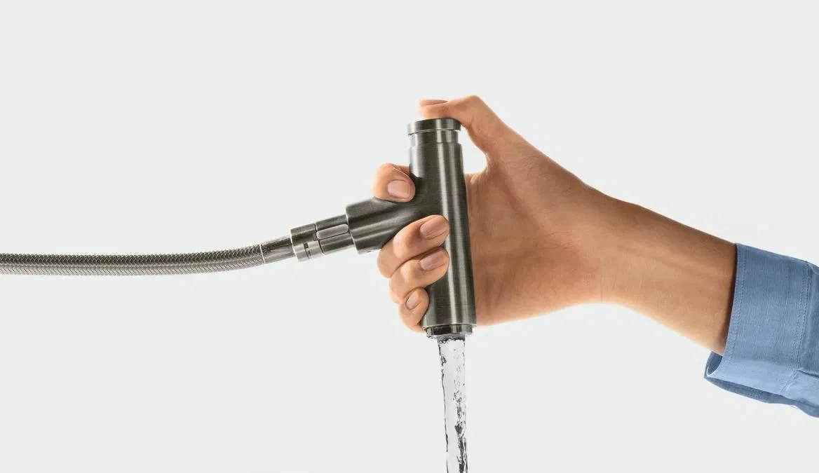 Змішувач для кухні Hansgrohe Metris Select, довж.виливу - 222мм, поворотний, витяжний, важіль + кноп - 2