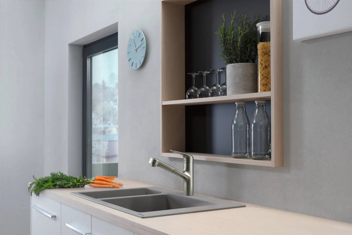 Змішувач для кухні Hansgrohe Focus M42, довж.виливу - 225мм, витяжний, 1важіль, KM150, сталь - 2