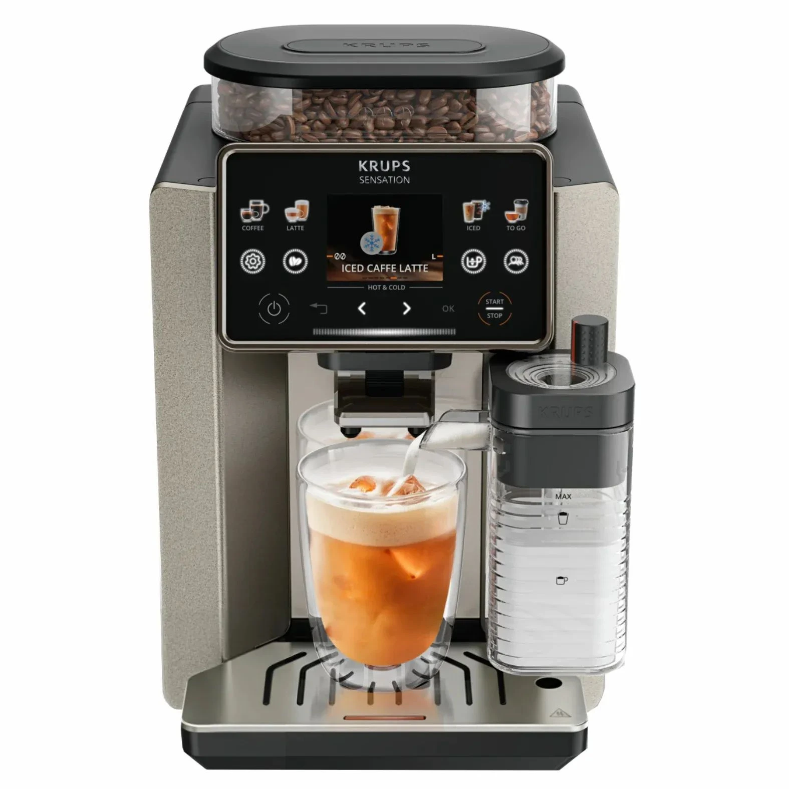 Кавомашина Krups Sensation Elite Hot&Cold, 1.7 л, зерно, автомат.капучинатор, дисплей, авторецептів