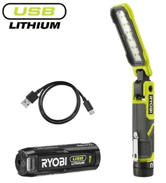 Ліхтар інспекційний акумуляторний Ryobi USB Lithium RLI4-120G, 4В, 2А·год, 650лм, 3 функції освітлен