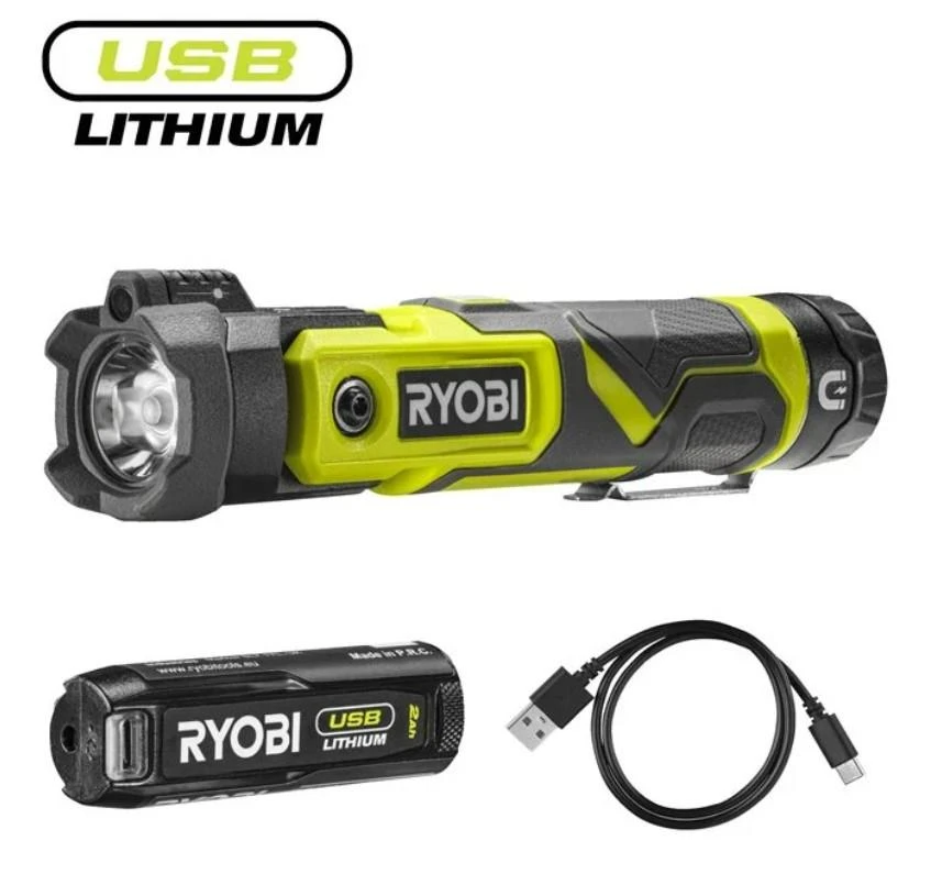 Ліхтар ручний акумуляторний Ryobi USB Lithium RLP4-120G 4В 2А·год 640лм 3 функції освітлення поворот - 2