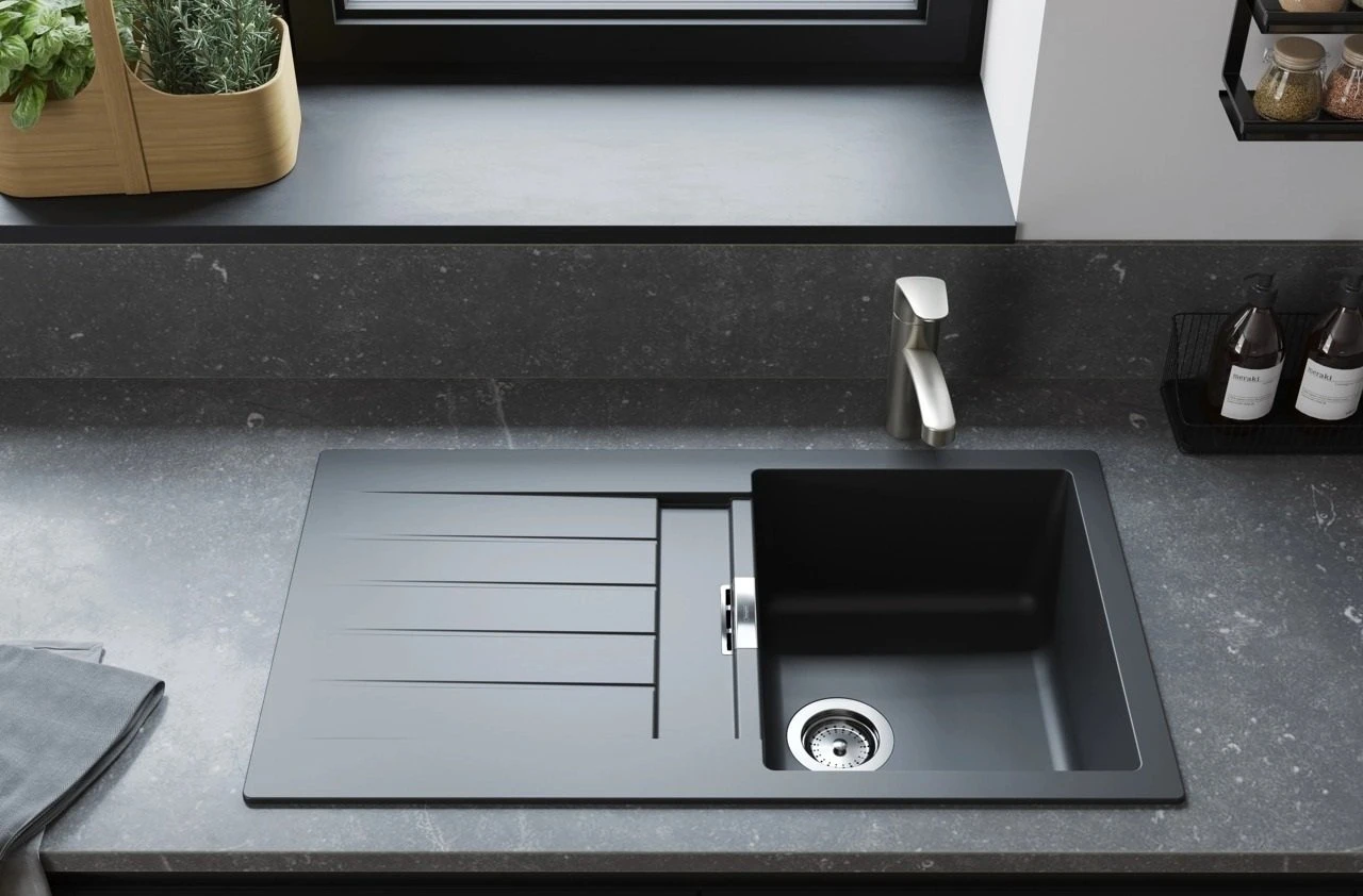 Набір для кухні Hansgrohe , гранітна мийка S520-F480 + зміш. Focus M41, сірий камінь-сталь - 2