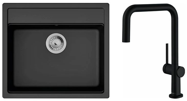 Набір для кухні Hansgrohe , гранітна мийка S520-F510 + зміш. Talis M54, чорний графіт-чорний матовий