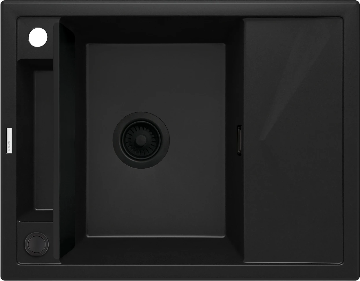 Мийка кухонна Deante Magnetic, граніт, прямокут., з крилом, 640х500х219мм, чаша - 1, врізна, чорний