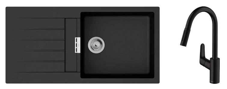 Набір для кухні Hansgrohe , гранітна мийка S520-F480 + зміш. Focus M41, чорний графіт-чорний матовий