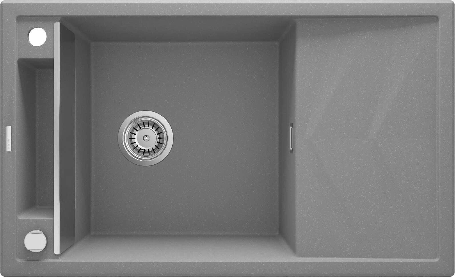 Мийка кухонна Deante Magnetic, граніт, прямокут., з крилом, 820х500х219мм, чаша - 1, накладна, сірий