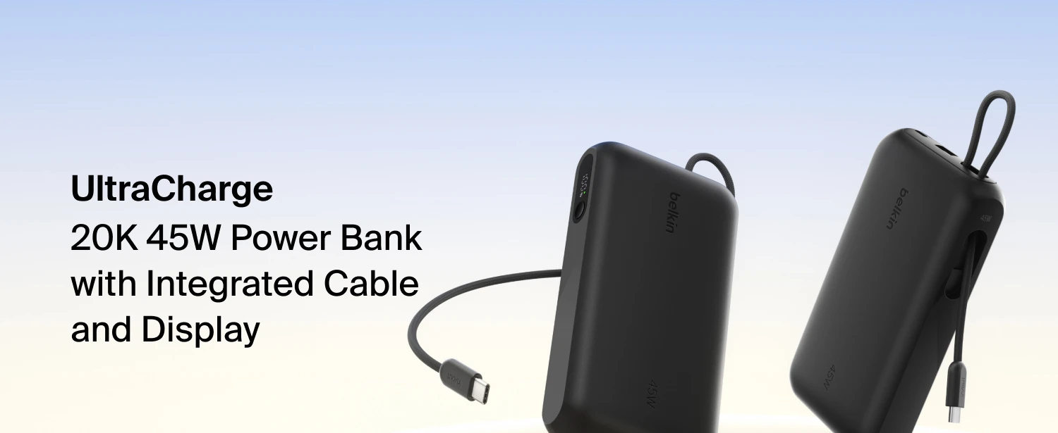 Акумулятор портативний літій-іонний Power Bank Belkin 20000мА·год, 45Вт, з інтегрованим кабелем USB- - 2
